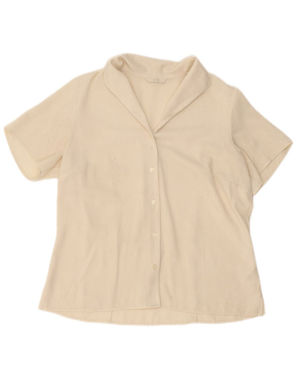 Marks & Spencer Womens Short Sleeve Shirt Blouse UK 16 Large Beige