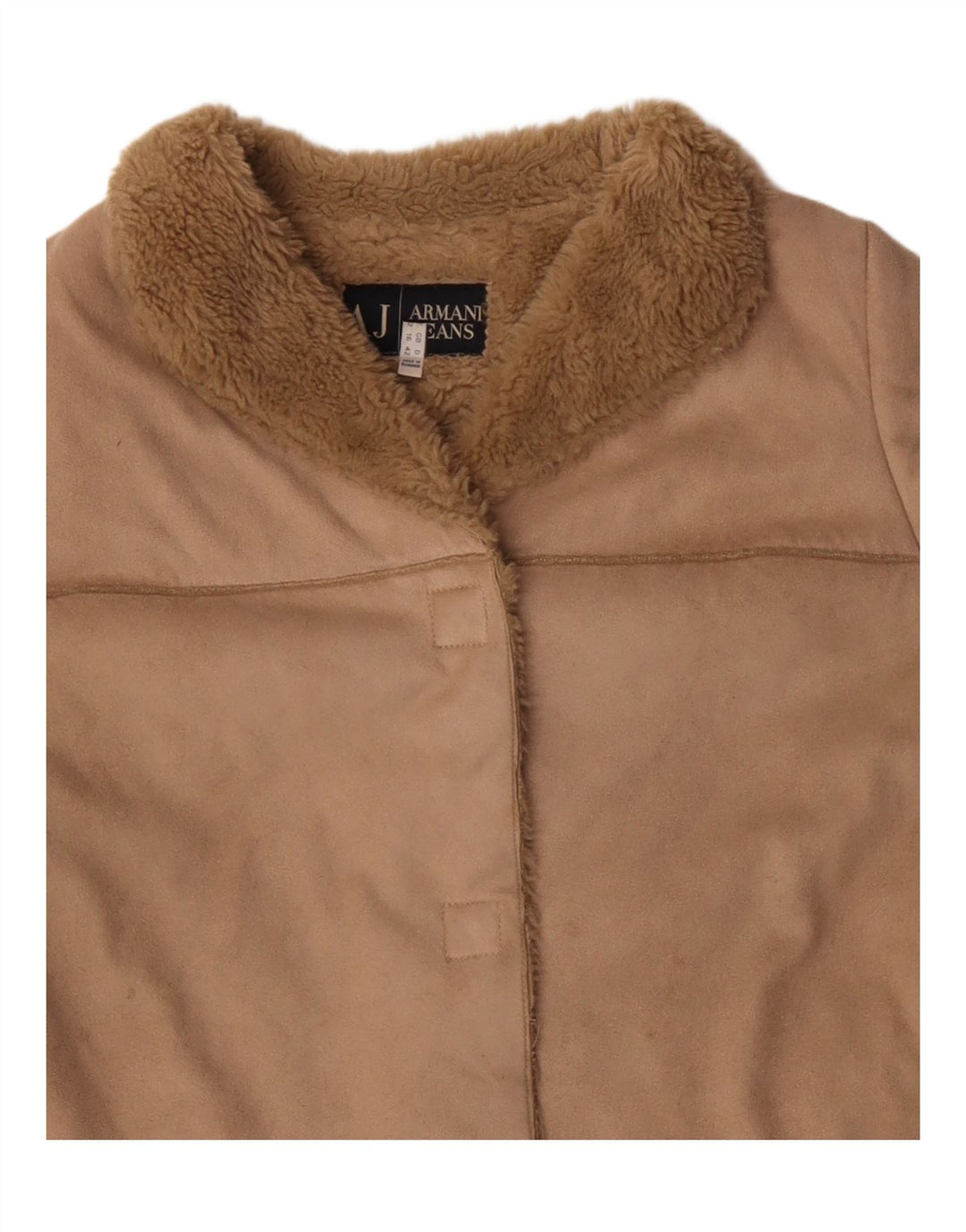 ARMANI Womens Sherpa Overcoat UK 16 Large Beige