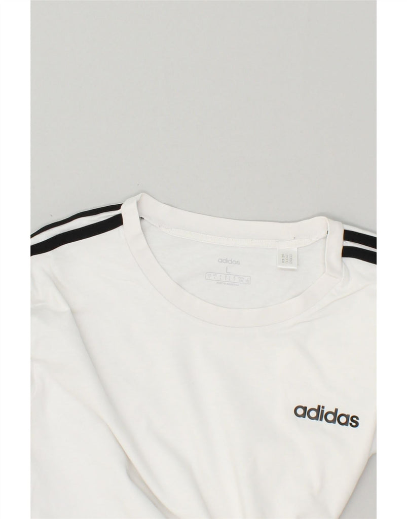 ADIDAS Mens T-Shirt Top Large White Cotton | Vintage Adidas | Thrift | Second-Hand Adidas | Used Clothing | Messina Hembry 