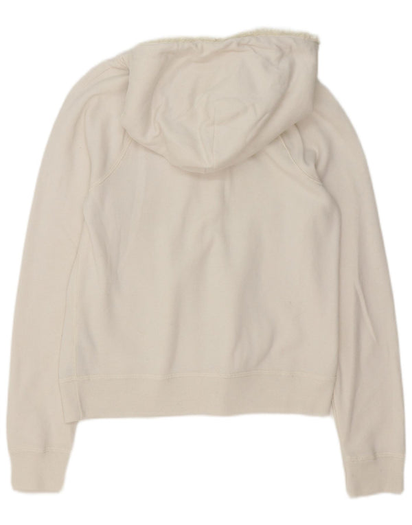 Abercrombie & Fitch Womens Graphic Hoodie Jumper UK 10 Small White Cotton