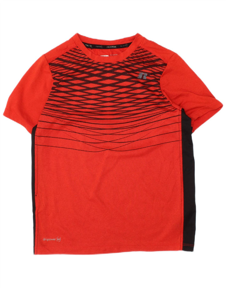 Russell Athletic Boys Graphic T-Shirt Top 7-8 Years Medium Red Colourblock