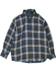 IZOD Mens Flannel Shirt 3XL Green Check Cotton