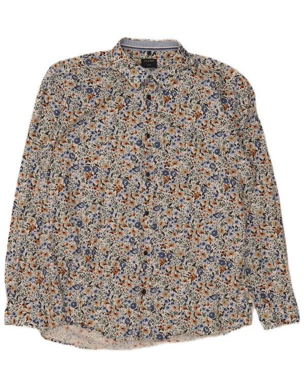 Olymp Mens Shirt Large Multicoloured Floral Cotton