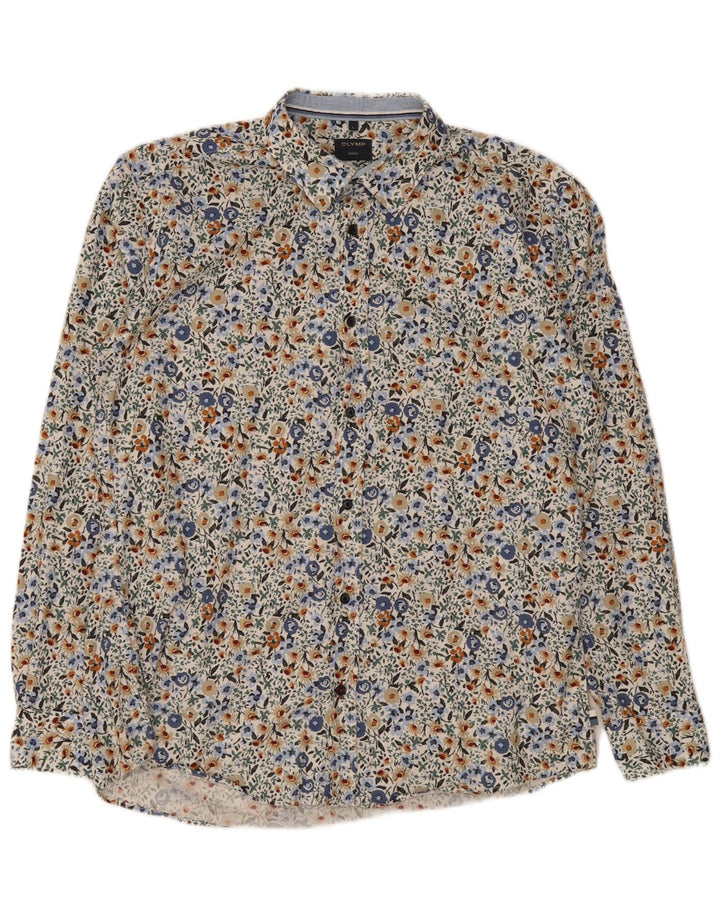 Olymp Mens Shirt Large Multicoloured Floral Cotton