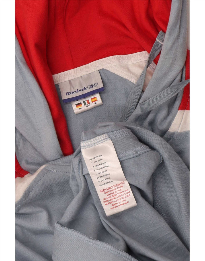 Reebok Mens Zip Hoodie Sweater Small Blue Colourblock Cotton