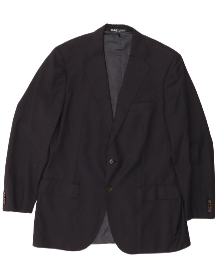 POLO RALPH LAUREN Mens 2 Button Blazer Jacket UK 44 2XL Navy Blue Wool