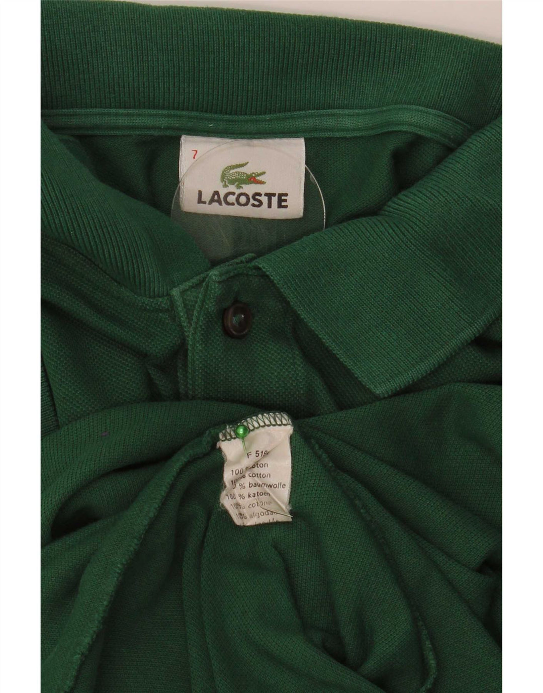 Lacoste Mens Polo Shirt Size 7 2XL Green Cotton