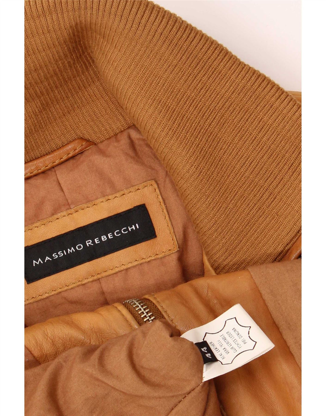 Massimo Rebecchi Womens Bomber Leather Jacket IT 44 Medium Brown
