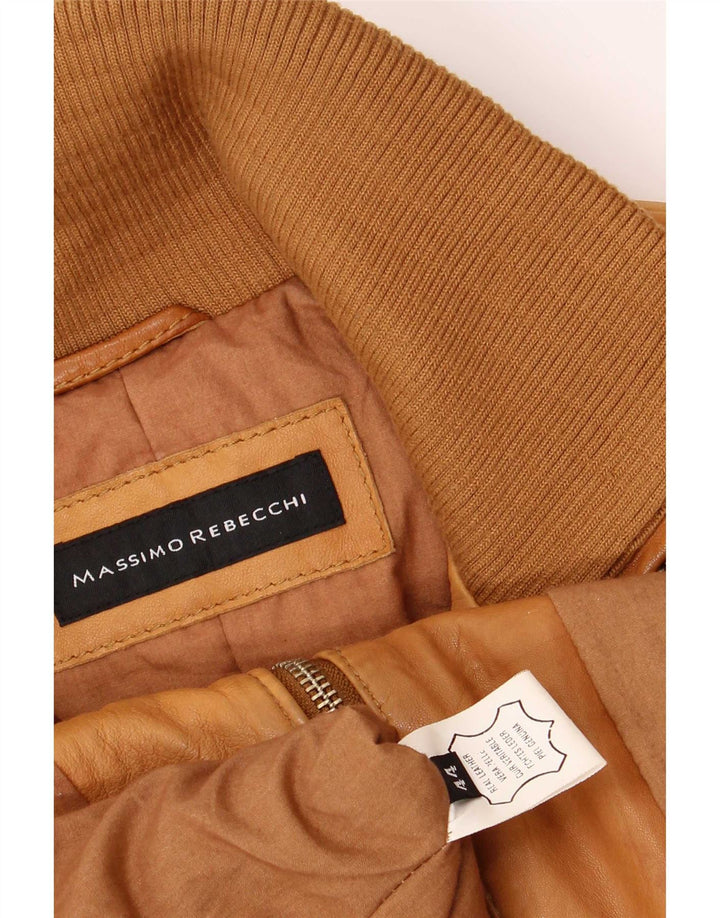Massimo Rebecchi Womens Bomber Leather Jacket IT 44 Medium Brown