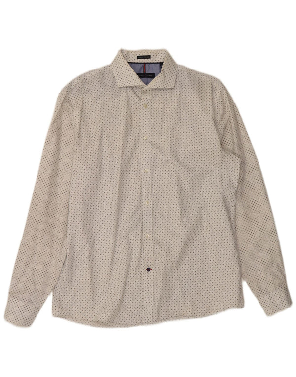 Tommy Hilfiger Mens Slim Fit Shirt Size 16 Large White Spotted