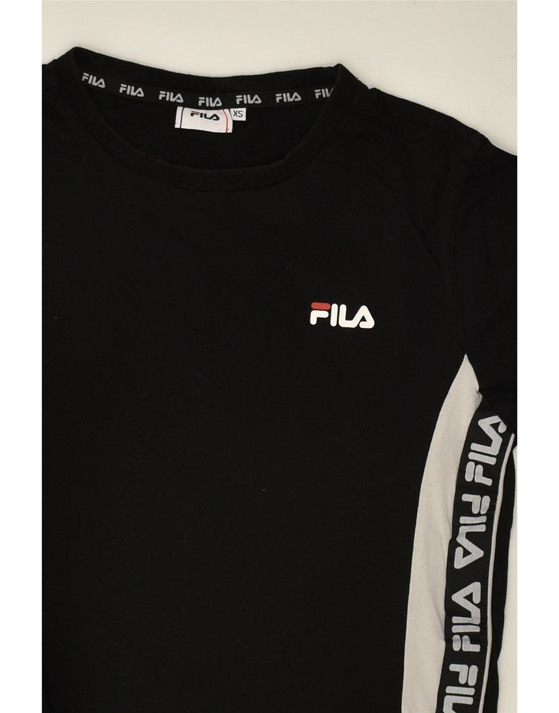 FILA Womens Graphic T-Shirt Top UK 6 XS Black Cotton Vintage Fila and Second-Hand Fila from Messina Hembry 