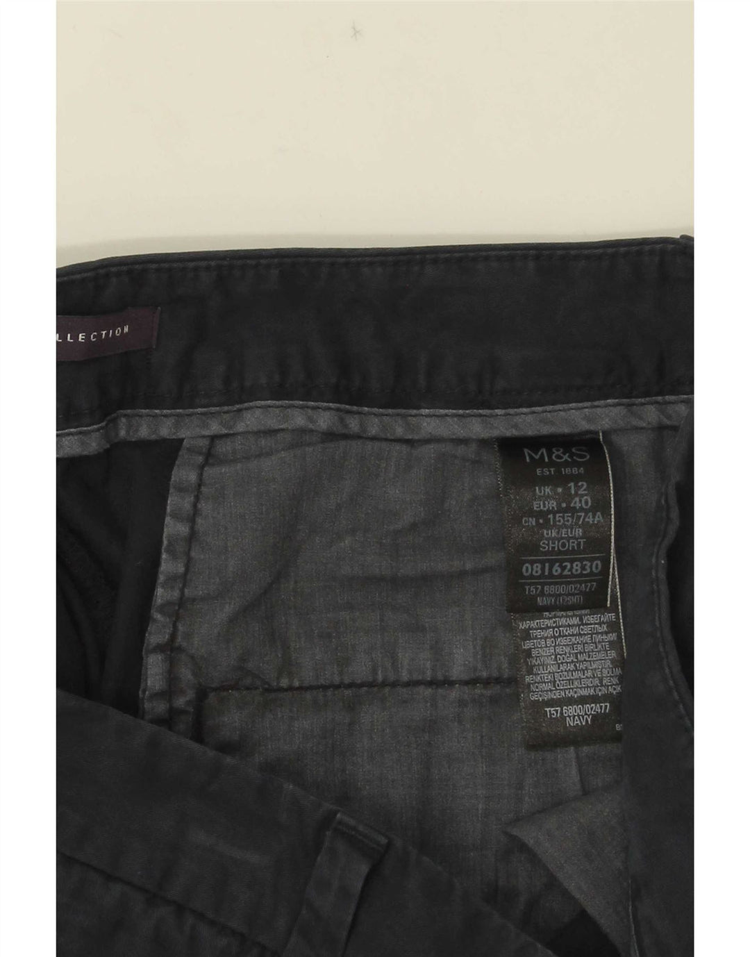 Marks & Spencer Womens Chino Trousers UK 12 Medium W32 L26 Navy Blue