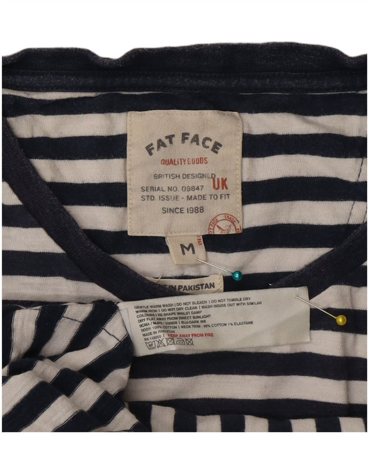 Fat Face Mens T-Shirt Top Medium Navy Blue Pinstripe Cotton