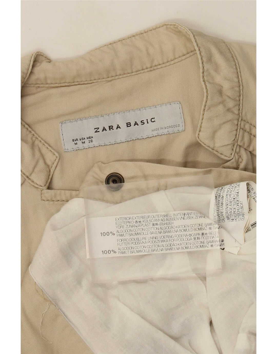 Zara Womens Bomber Jacket UK 12 Medium Beige Cotton