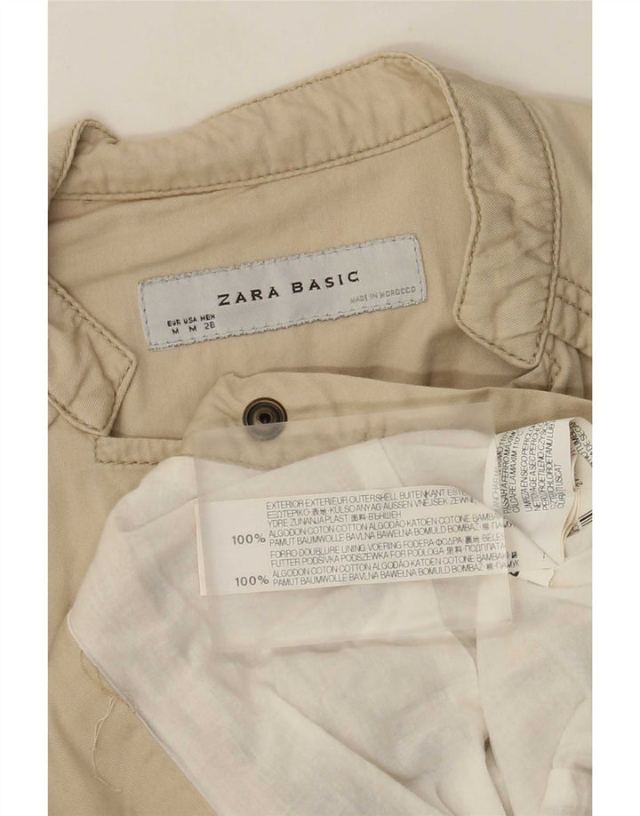 Zara Womens Bomber Jacket UK 12 Medium Beige Cotton