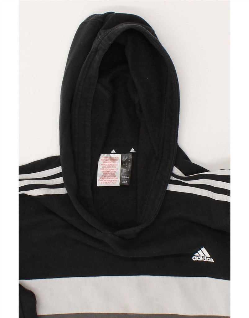 ADIDAS Boys Graphic Hoodie Jumper 15-16 Years Black Colourblock Vintage Adidas and Second-Hand Adidas from Messina Hembry 