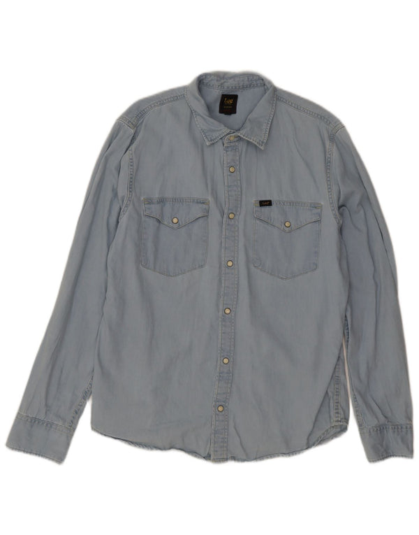 Lee Womens Slim Fit Denim Shirt Large Blue Cotton