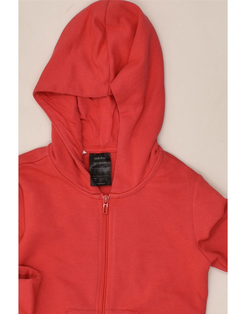 ADIDAS Girls Graphic Zip Hoodie Sweater 9-10 Years Red Cotton | Vintage Adidas | Thrift | Second-Hand Adidas | Used Clothing | Messina Hembry 