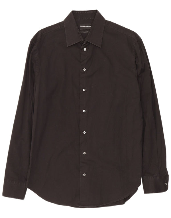 Emporio Armani Mens Modern Fit Shirt Size 40 15 3/4 Medium Black