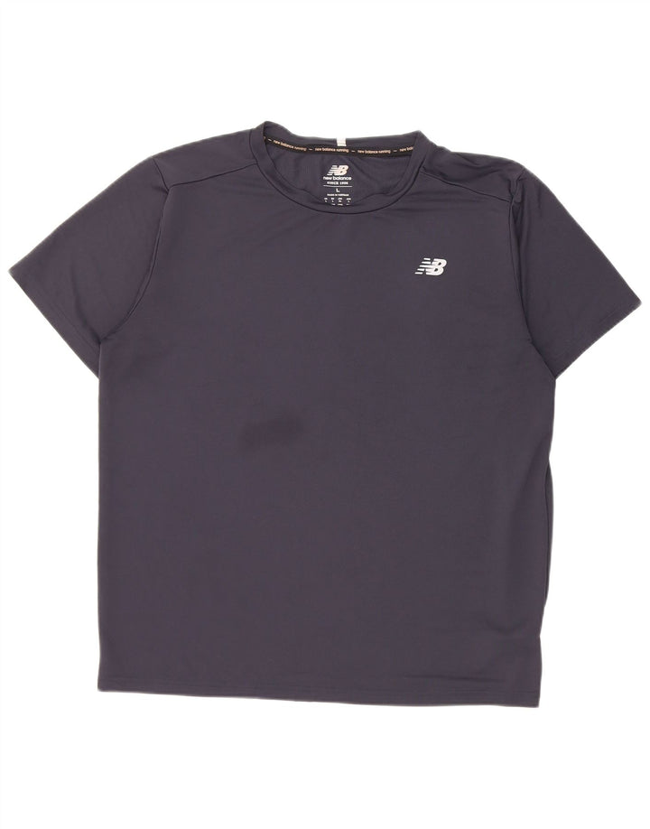 New Balance Mens T-Shirt Top Large Navy Blue Polyester