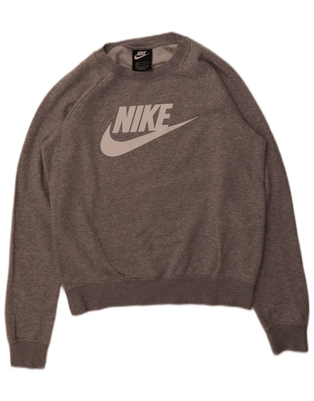 NIKE Womens Graphic Oversized Sweatshirt Jumper UK 6 XS Grey Cotton