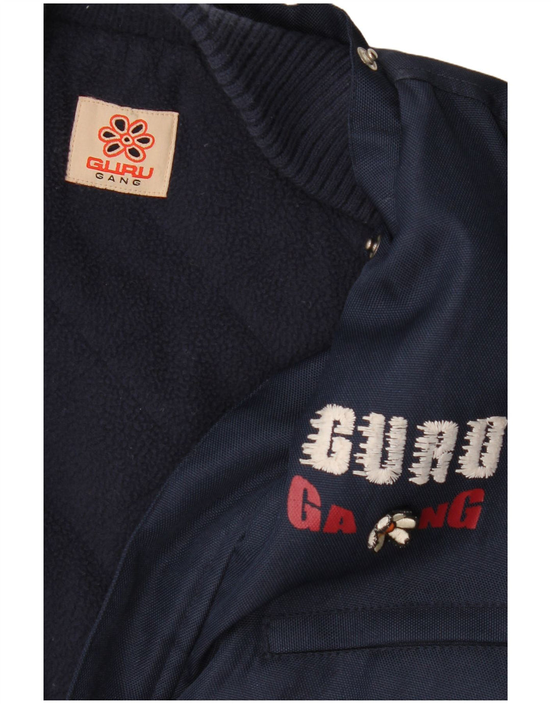 Guru Womens Graphic Bomber Jacket UK 16 Large Navy Blue