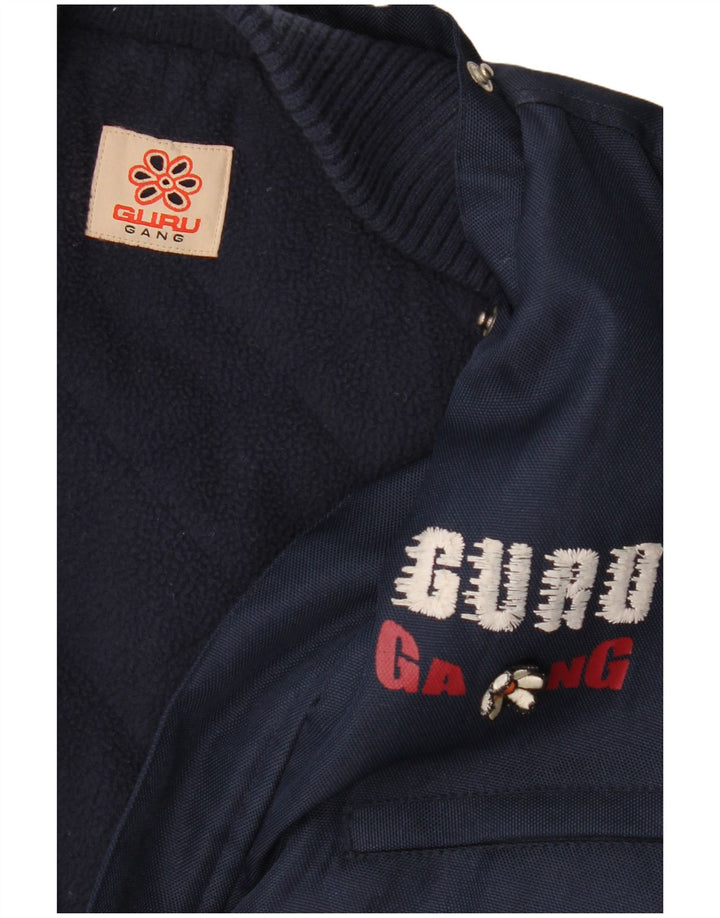 Guru Womens Graphic Bomber Jacket UK 16 Large Navy Blue