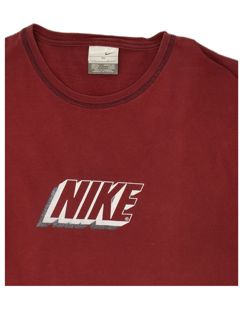 NIKE Mens Graphic T-Shirt Top UK 45/47 XL Maroon Cotton Vintage Nike and Second-Hand Nike from Messina Hembry 