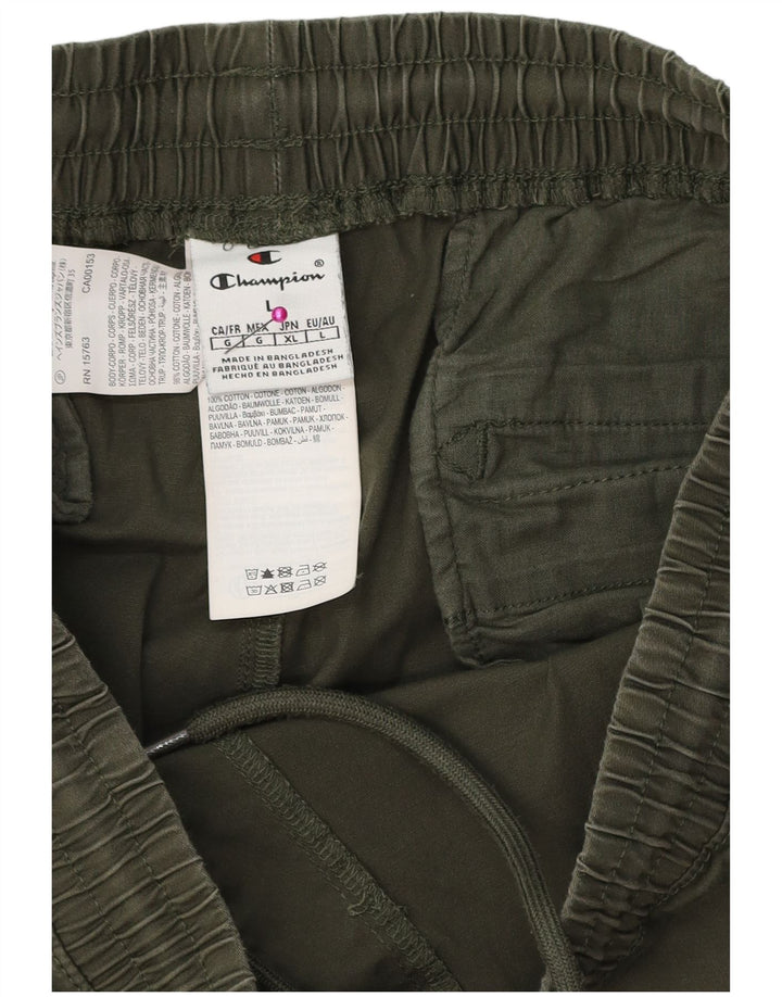 CHAMPION Mens Joggers Chino Trousers Large Green Cotton