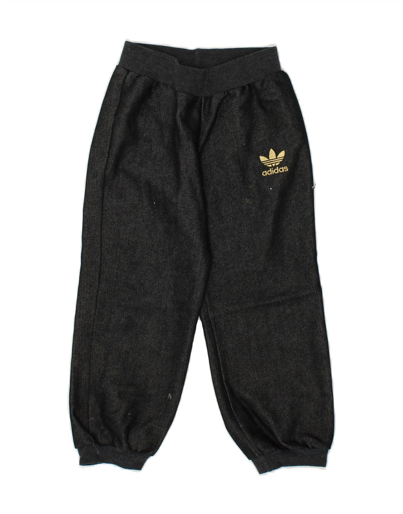 ADIDAS Girls Graphic Tracksuit Trousers Joggers 3-4 Years Black Cotton | Vintage Adidas | Thrift | Second-Hand Adidas | Used Clothing | Messina Hembry 