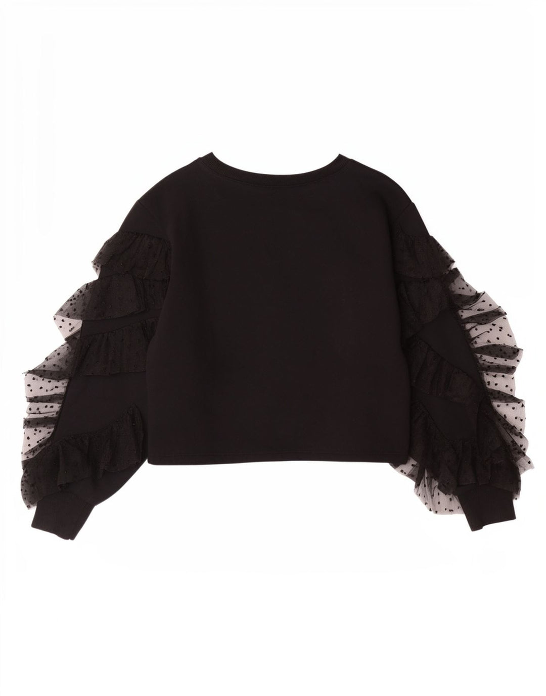 Zara Womens Crop Top Long Sleeve UK 10 Small Black Cotton