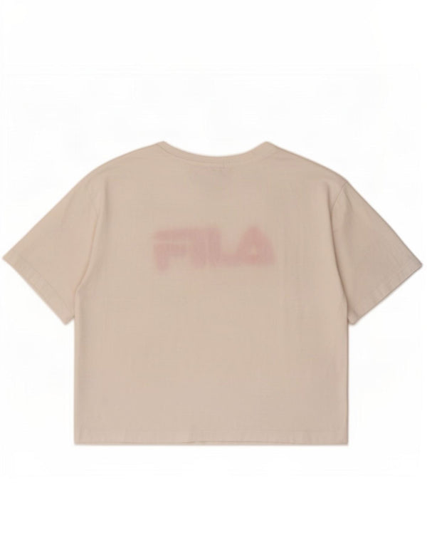 Fila Womens Graphic T-Shirt Top UK 14 Medium White Cotton