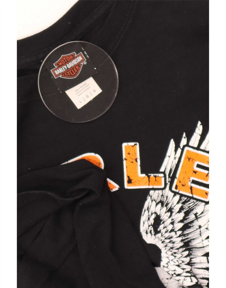 Harley Davidson Mens Graphic Top Long Sleeve Large Black Cotton