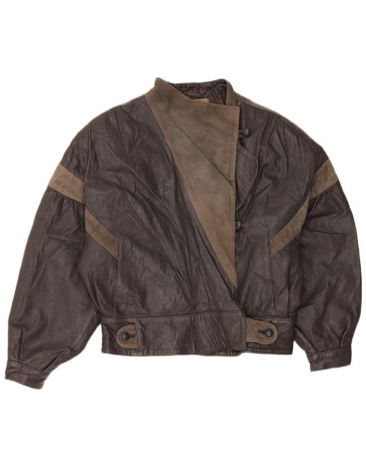 Lavorazione Artigiana Womens Jacket IT 44 Medium Grey Colourblock Leather