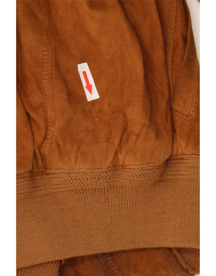 Vintage Mens Suede Bomber Jacket IT 50 Large Brown Leather
