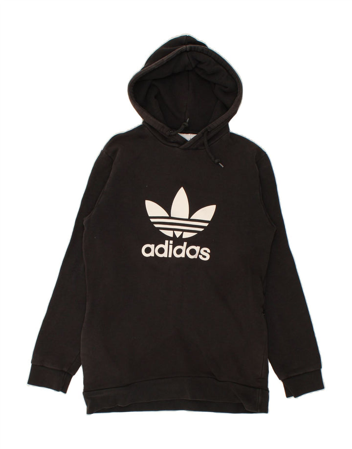 ADIDAS Mens Graphic Hoodie Jumper Small Black Vintage Adidas and Second-Hand Adidas from Messina Hembry 
