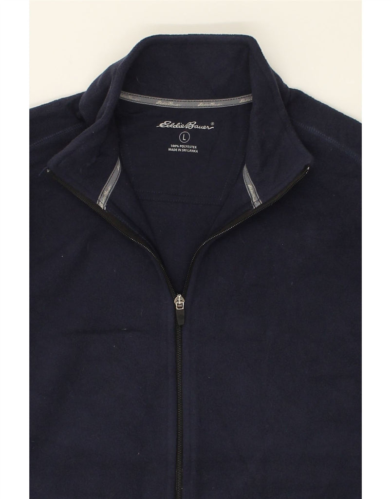 EDDIE BAUER Mens Fleece Jacket UK 40 Large Navy Blue Colourblock Polyester | Vintage Eddie Bauer | Thrift | Second-Hand Eddie Bauer | Used Clothing | Messina Hembry 