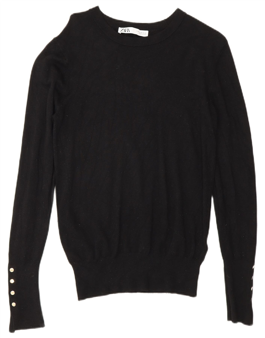Zara Womens Boat Neck Jumper Sweater UK 14 Medium Black Viscose