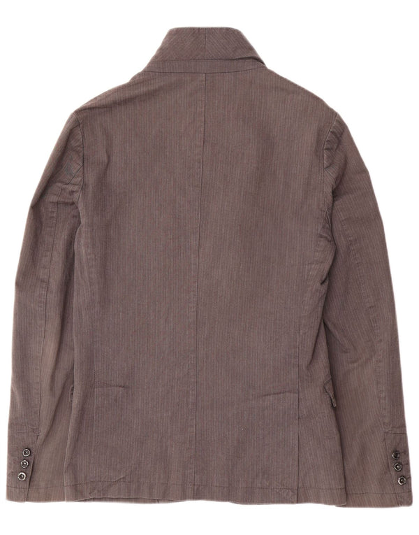 Zara Mens 2 Button Blazer Jacket UK 36 Small Grey Pinstripe Cotton