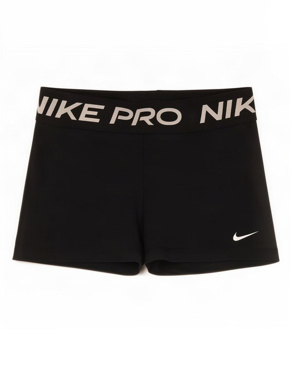 Nike Womens Dri Fit Graphic Sport Shorts UK 8 Small Black Polyester