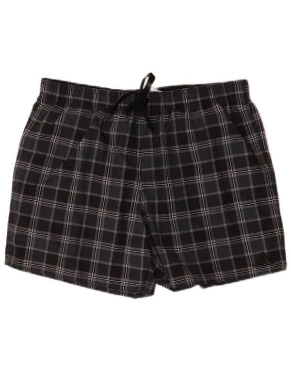Adidas Mens Swimming Shorts Large Black Check Polyester