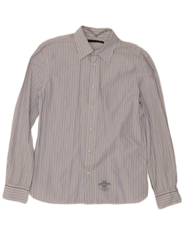 Levi's Mens Shirt Medium Blue Striped Cotton