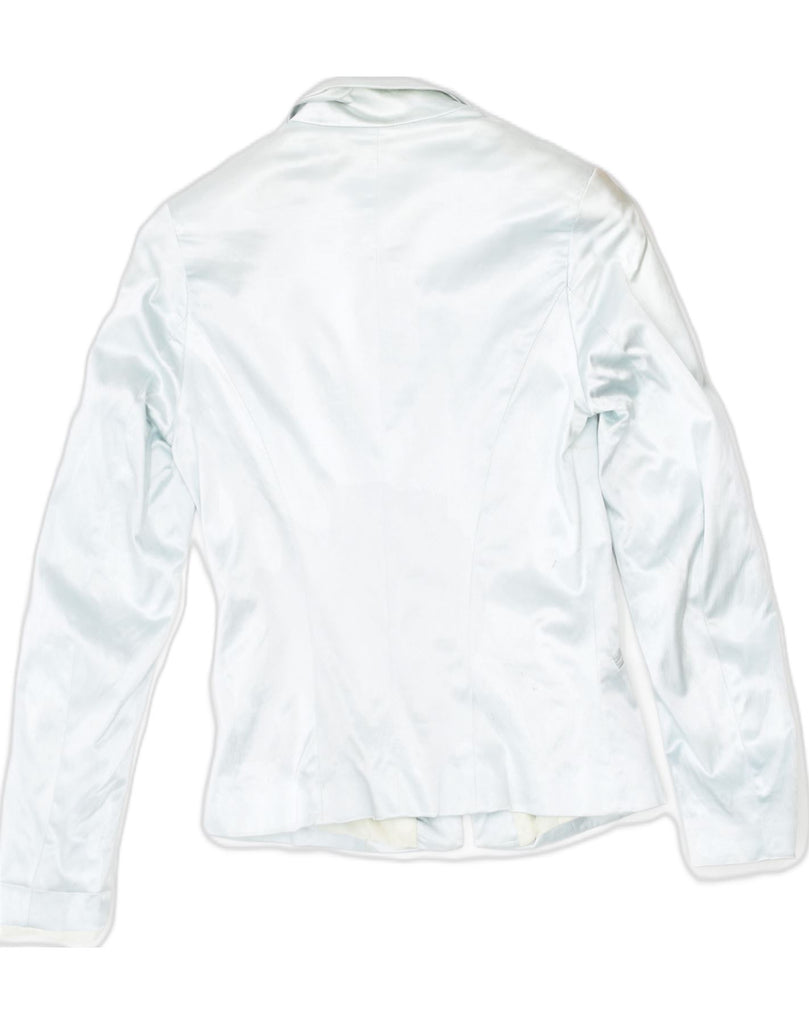 VINTAGE Womens Full Zip Blazer Jacket UK 8 Small Off White Silk | Vintage Vintage | Thrift | Second-Hand Vintage | Used Clothing | Messina Hembry 