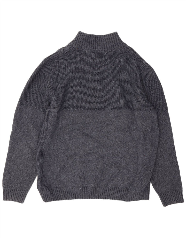 Weird Fish Mens Zip Neck Jumper Sweater 2XL Navy Blue Polyester