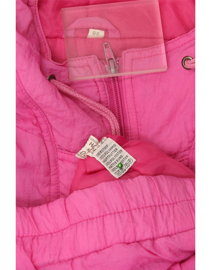 Vintage Womens Hooded Oversized Padded Jacket UK 24 4XL Pink Polyamide