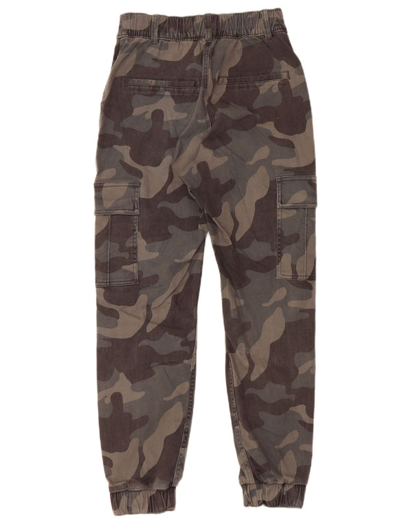 Hollister Womens High Waist Joggers Cargo Trousers W26 L27 Grey Camouflage