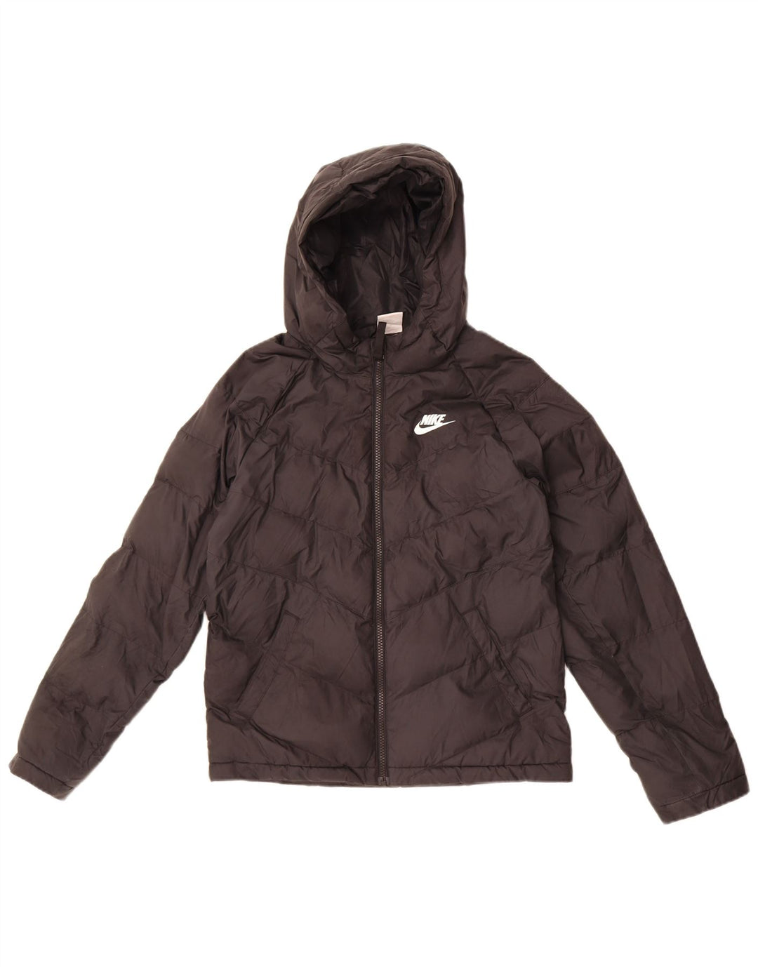 Nike Boys Hooded Padded Jacket 12-13 Years Large Black Polyester