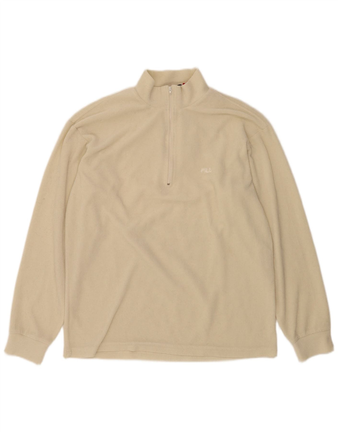 Fila Mens Zip Neck Fleece Jumper IT 52 Large Beige