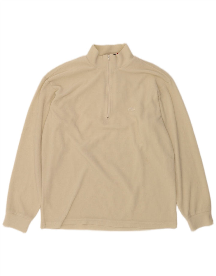 Fila Mens Zip Neck Fleece Jumper IT 52 Large Beige