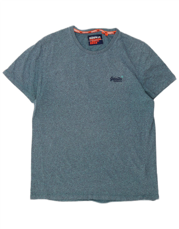 Superdry Mens T-Shirt Top Large Blue Flecked